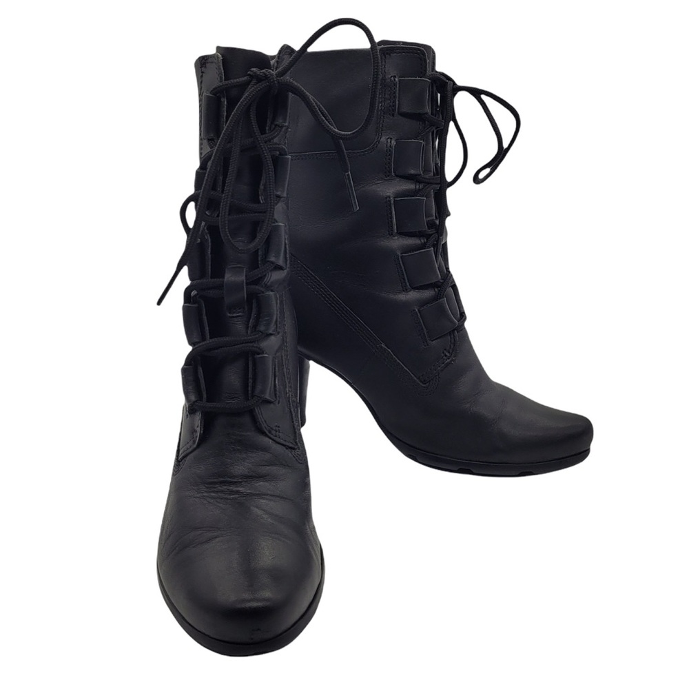 Timberland Earthkeepers Genuine Leather Lace Up Heeled Boots in Black Size 8M - Picture 3 of 14